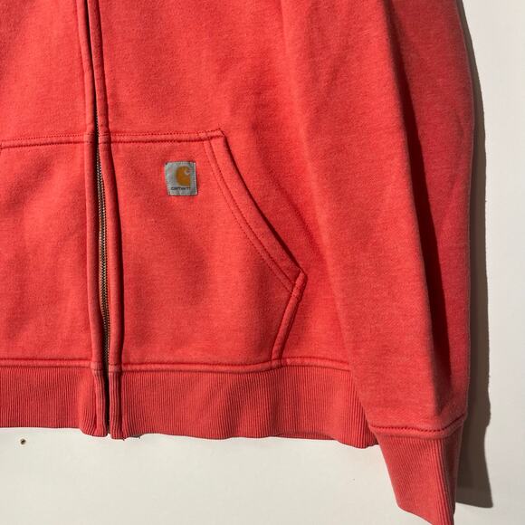 Carhartt Salmon Pink Long Sleeve‎ Hoodie Jacket Womens Medium Pink Relaxed Fit - Picture 2 of 7